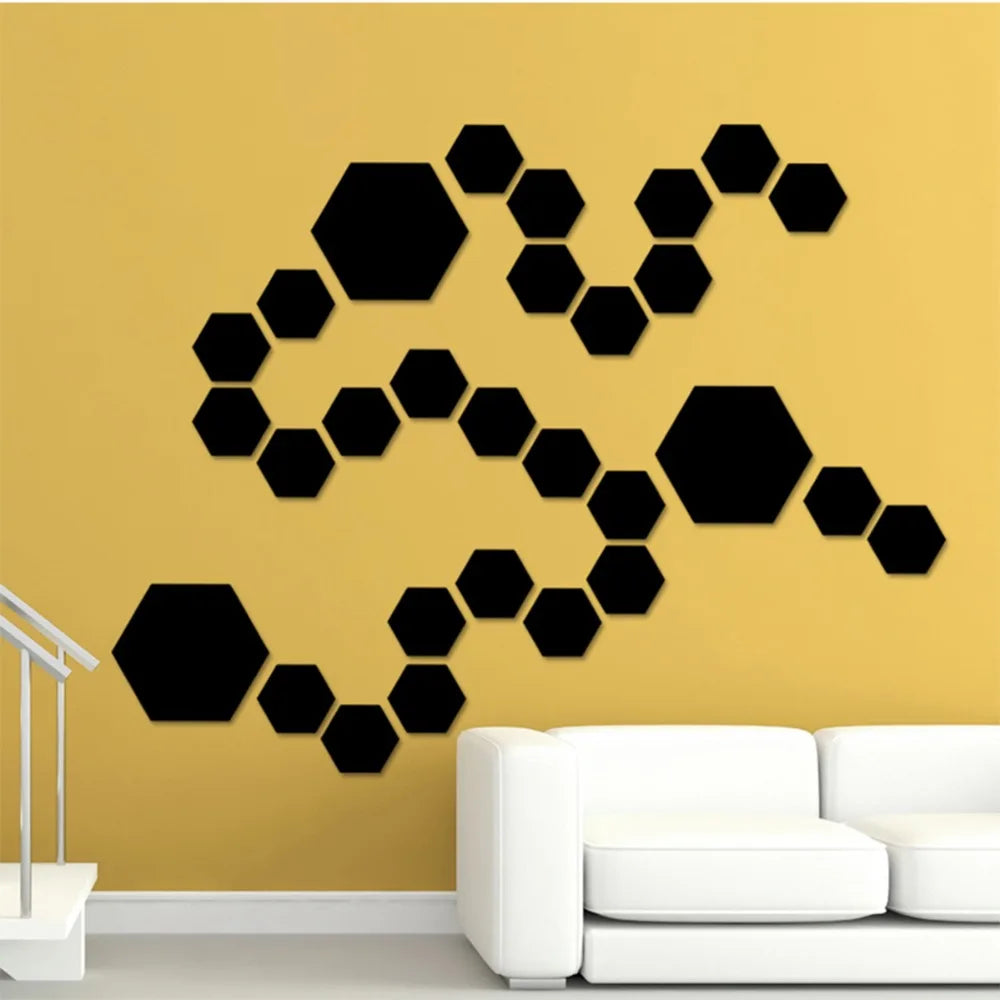 Hexagon 3D Mirror Wall Sticker