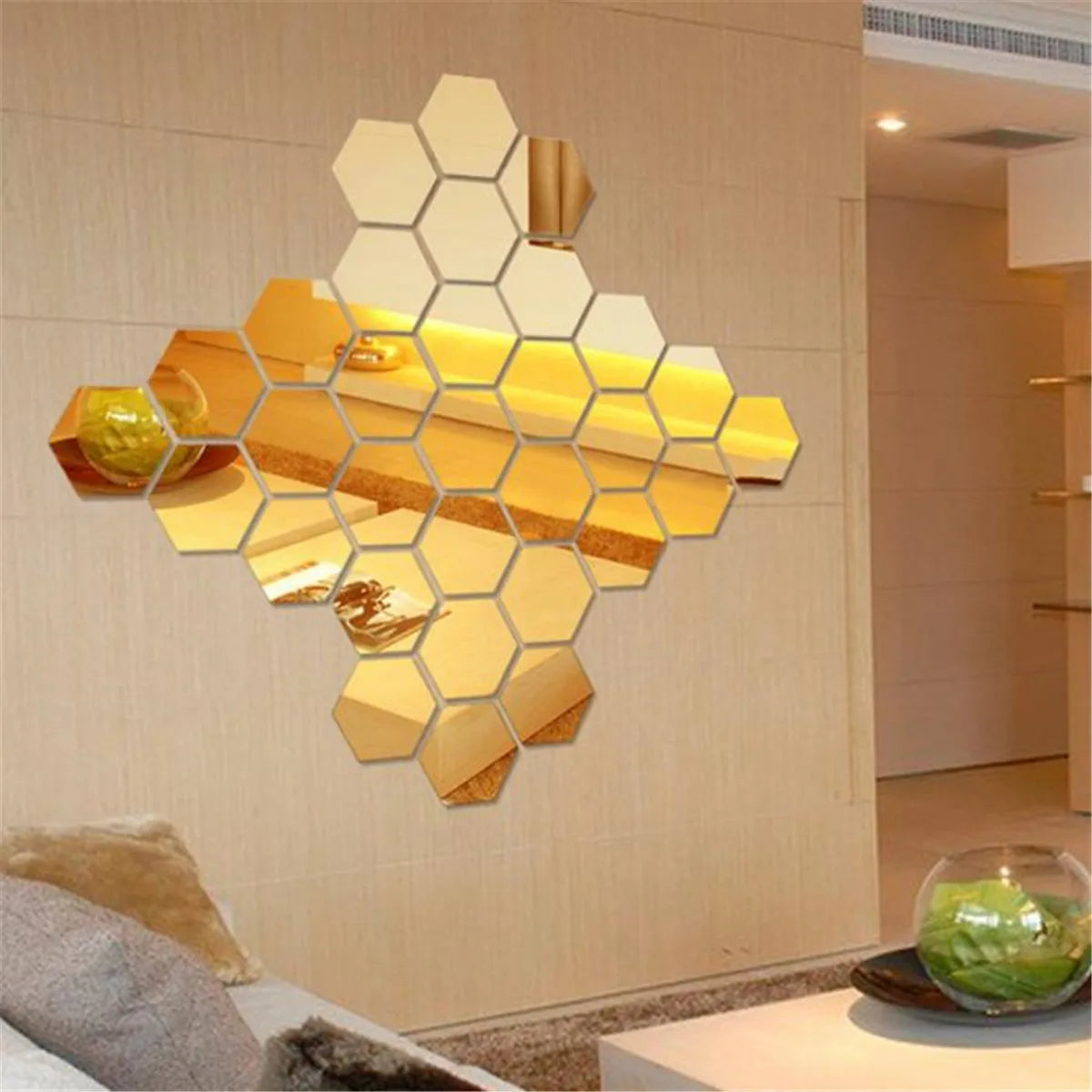 Hexagon 3D Mirror Wall Sticker