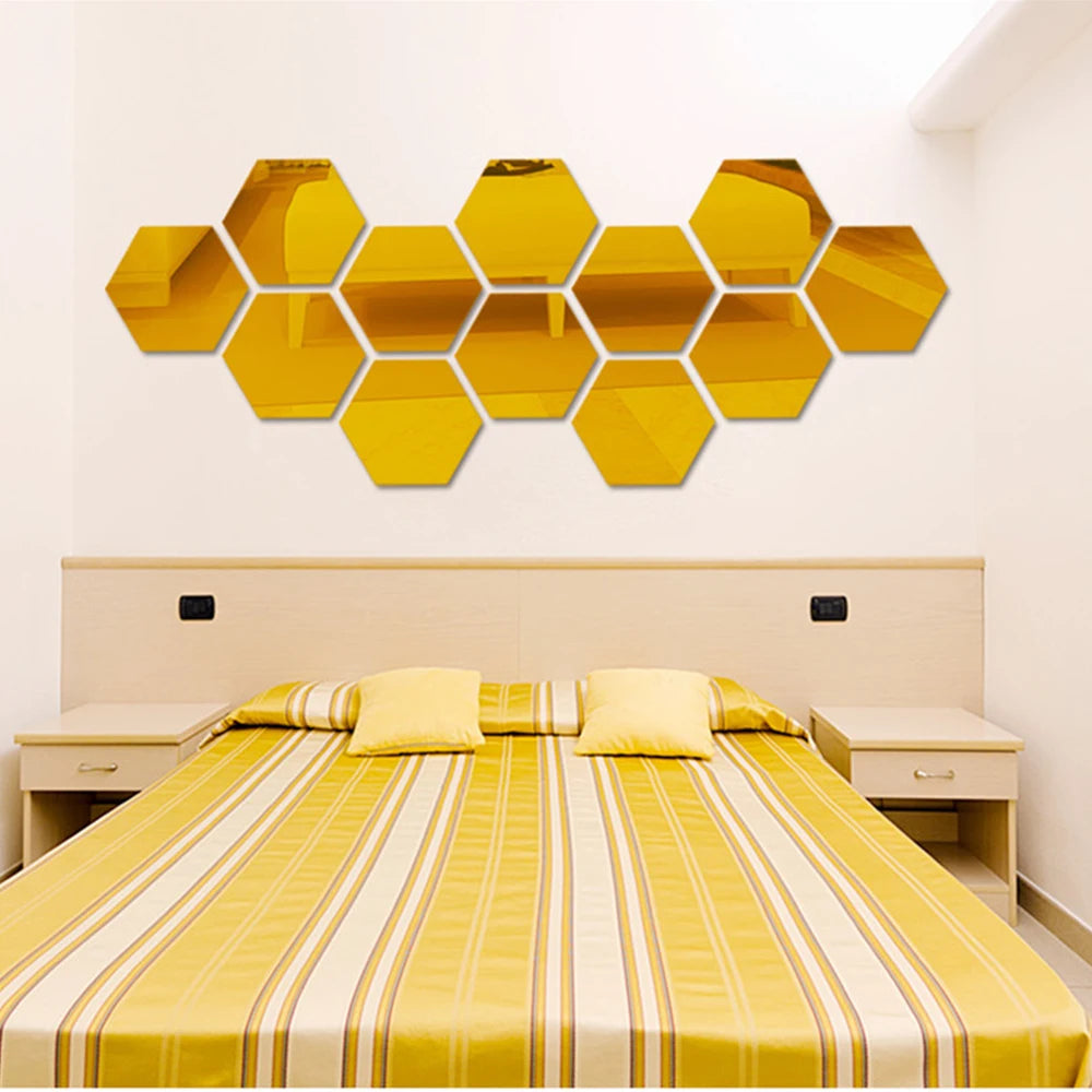 Hexagon 3D Mirror Wall Sticker