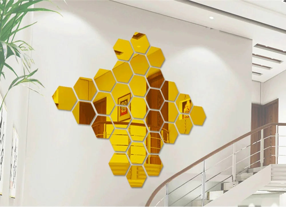 Hexagon 3D Mirror Wall Sticker