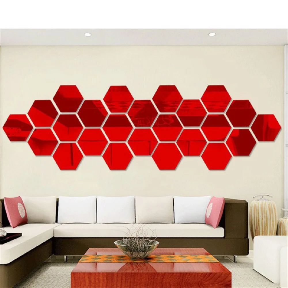 Hexagon 3D Mirror Wall Sticker