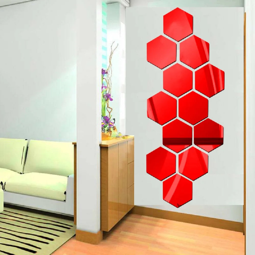 Hexagon 3D Mirror Wall Sticker