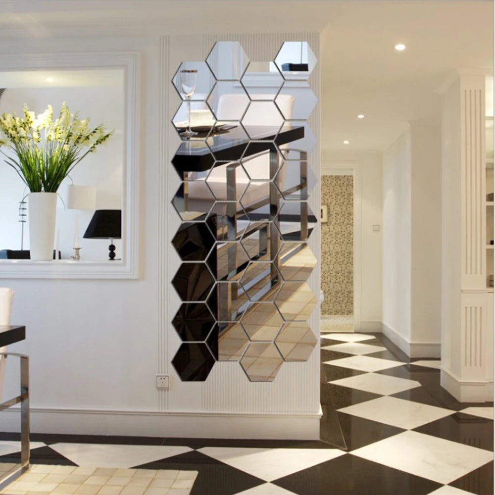 Hexagon 3D Mirror Wall Sticker