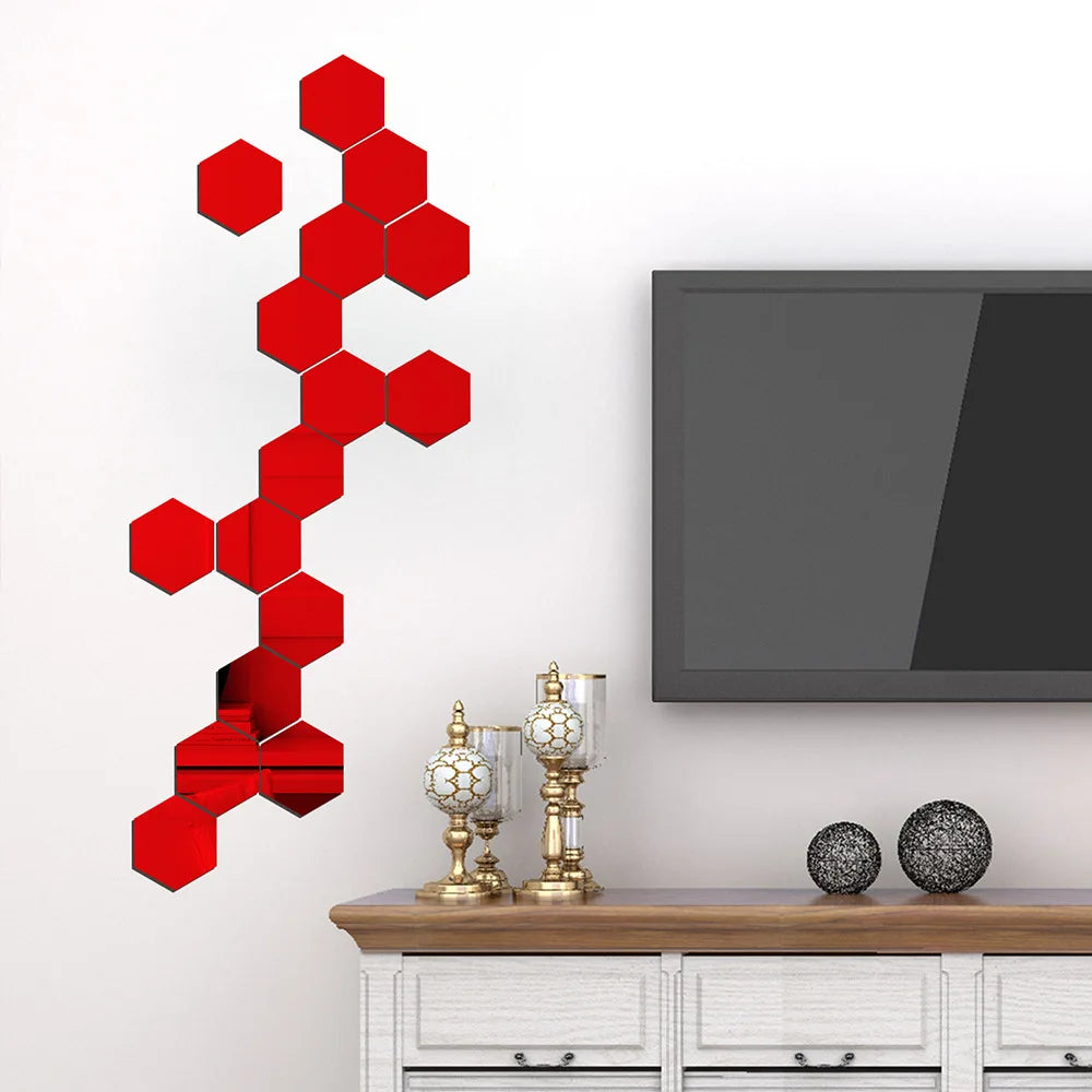 Hexagon 3D Mirror Wall Sticker