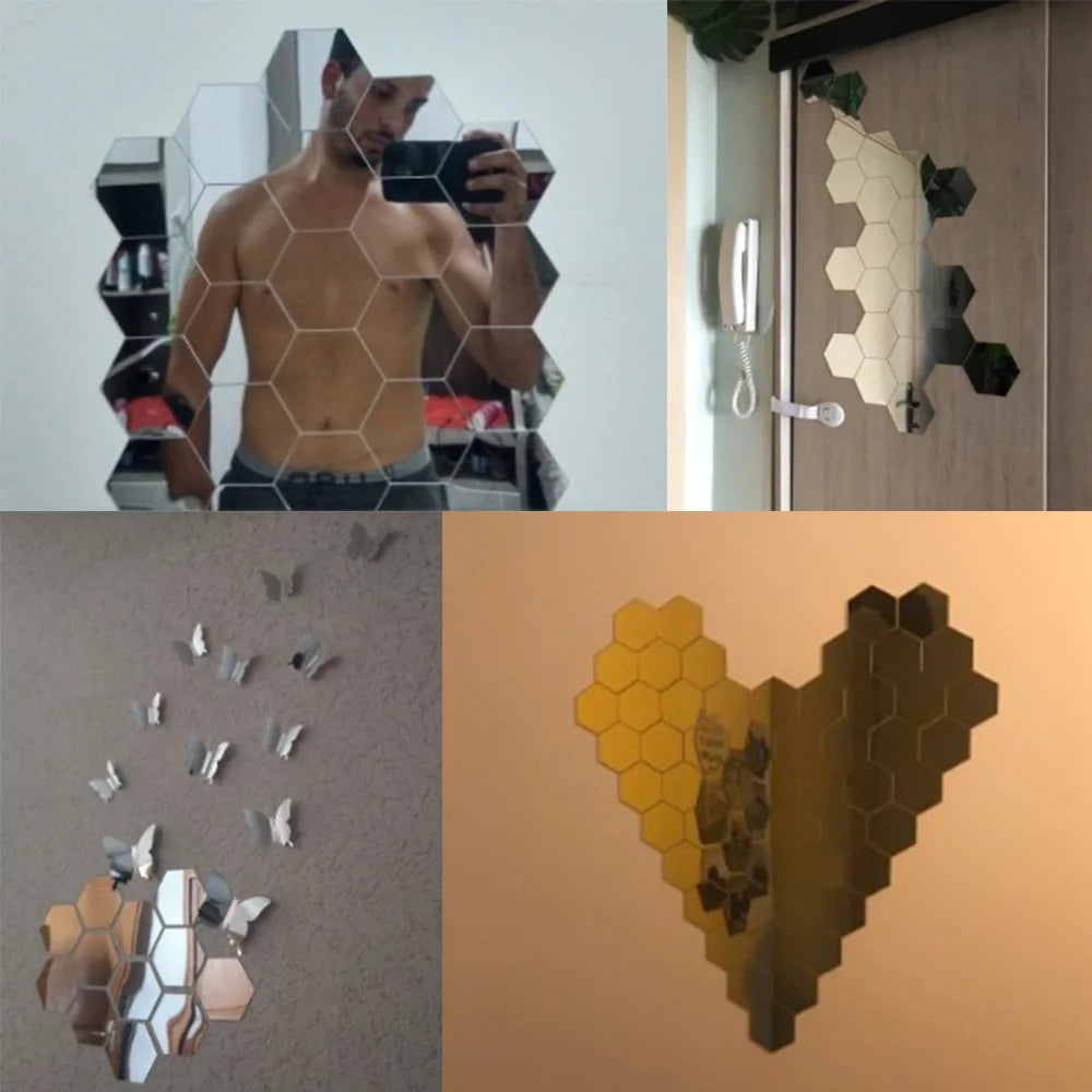 Hexagon 3D Mirror Wall Sticker