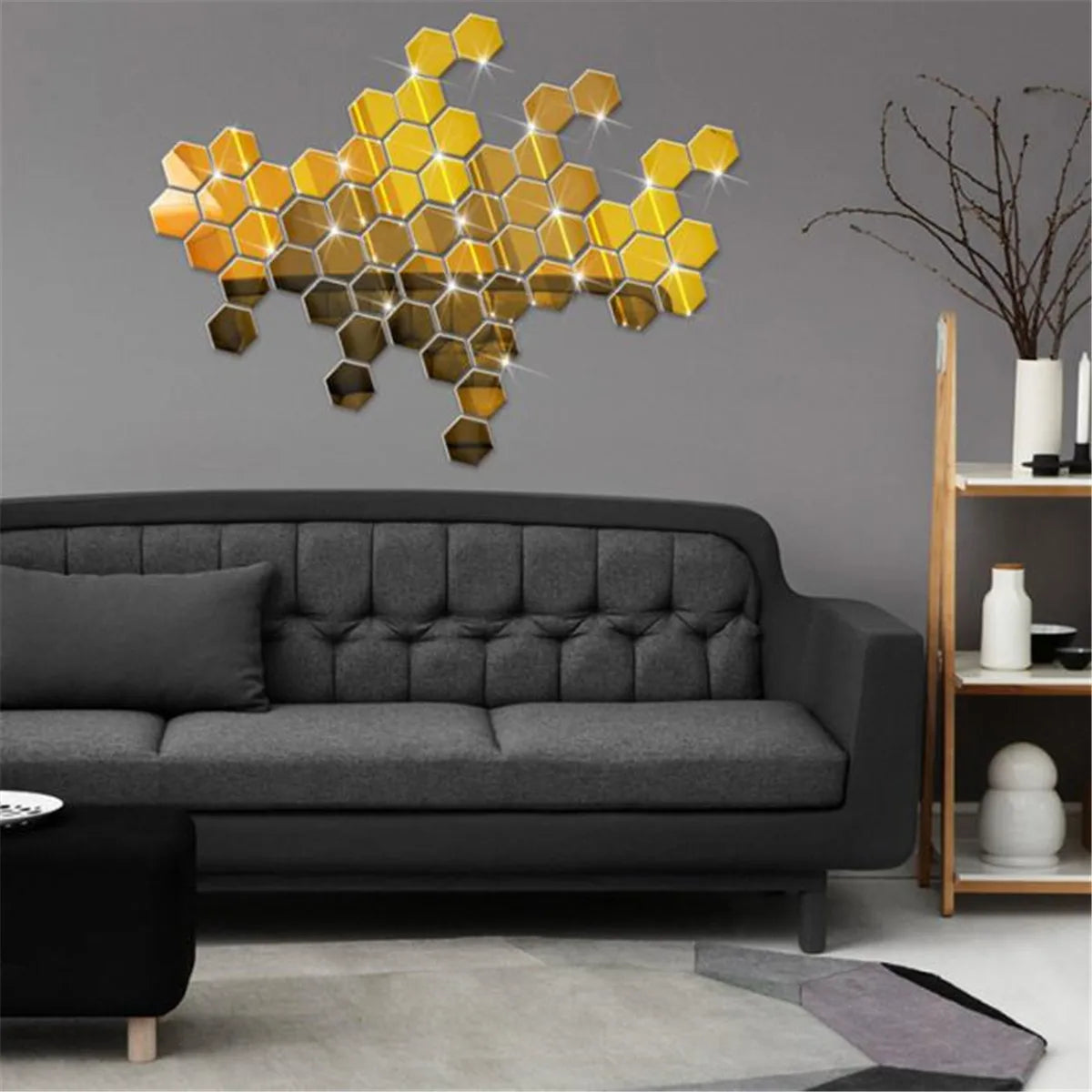 Hexagon 3D Mirror Wall Sticker