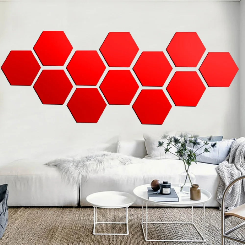 Hexagon 3D Mirror Wall Sticker