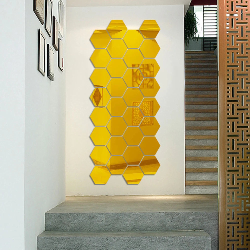 Hexagon 3D Mirror Wall Sticker