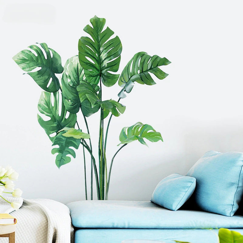 Large Plant Leaves Wall Stickers Home Decoration