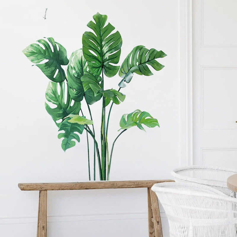 Large Plant Leaves Wall Stickers Home Decoration