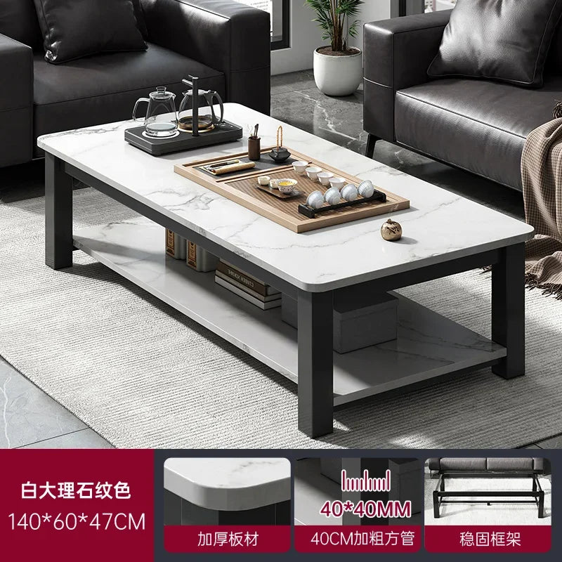 Low Square Black Marble Mobile Coffee Table