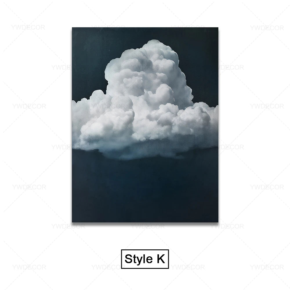 Abstract Blue Cloud Posters Wall Art Canvas