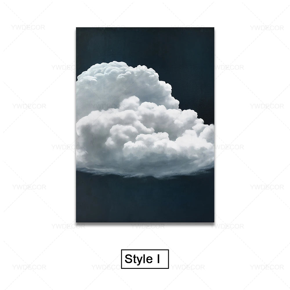 Abstract Blue Cloud Posters Wall Art Canvas