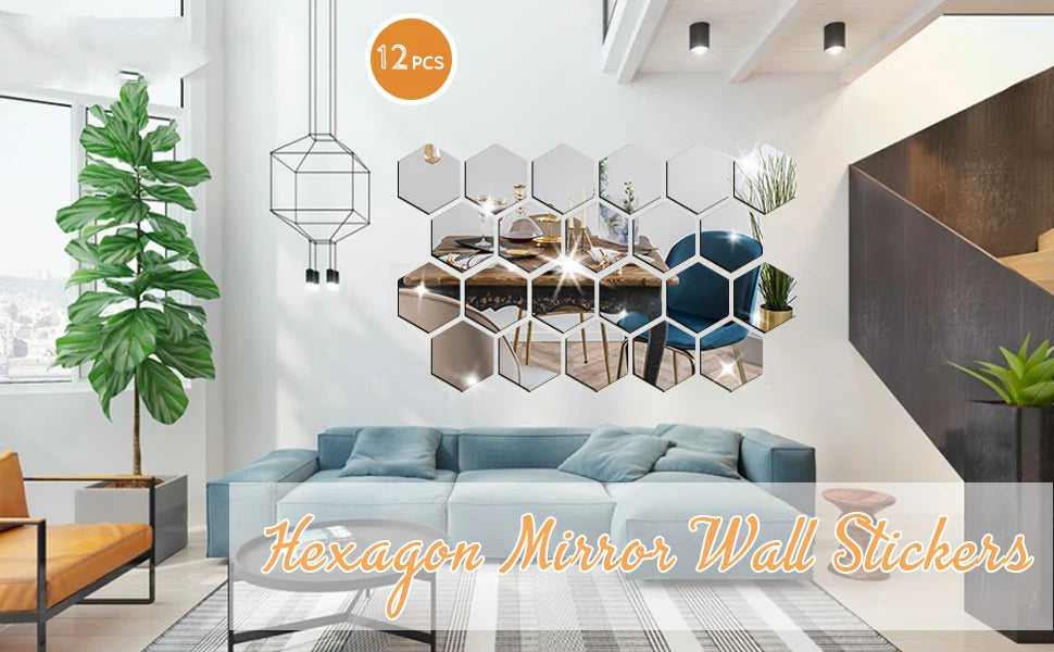 Hexagon 3D Mirror Wall Sticker