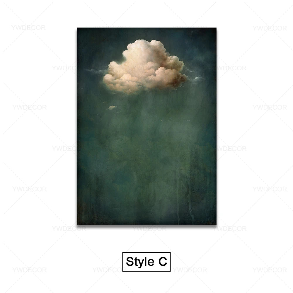 Abstract Blue Cloud Posters Wall Art Canvas