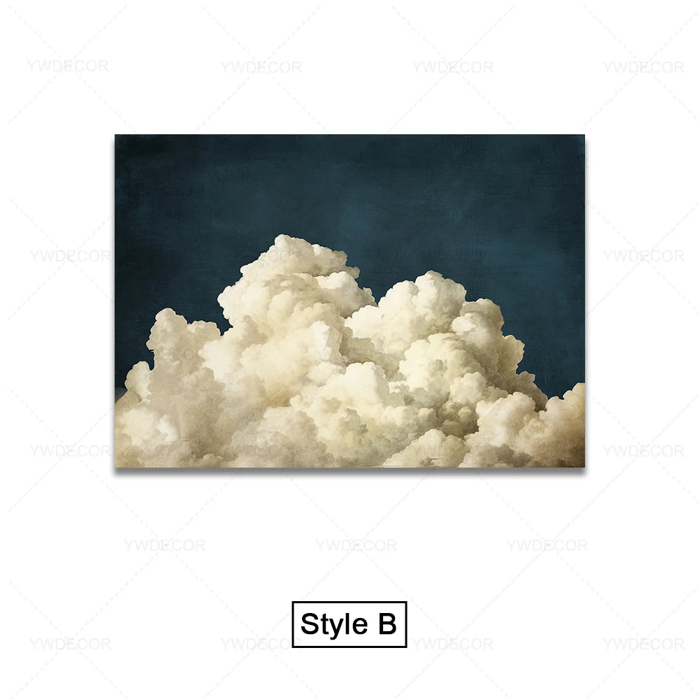 Abstract Blue Cloud Posters Wall Art Canvas