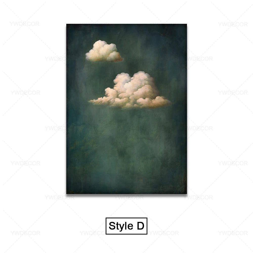 Abstract Blue Cloud Posters Wall Art Canvas