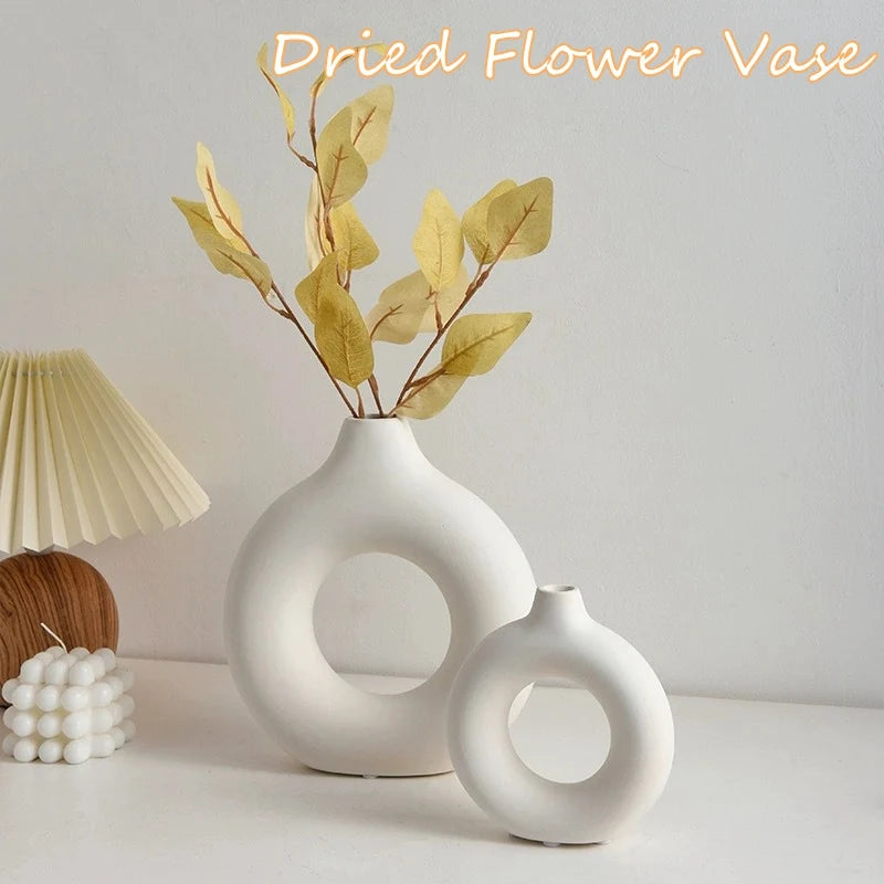 Imitation Ceramic Pure White  Decorative Vase