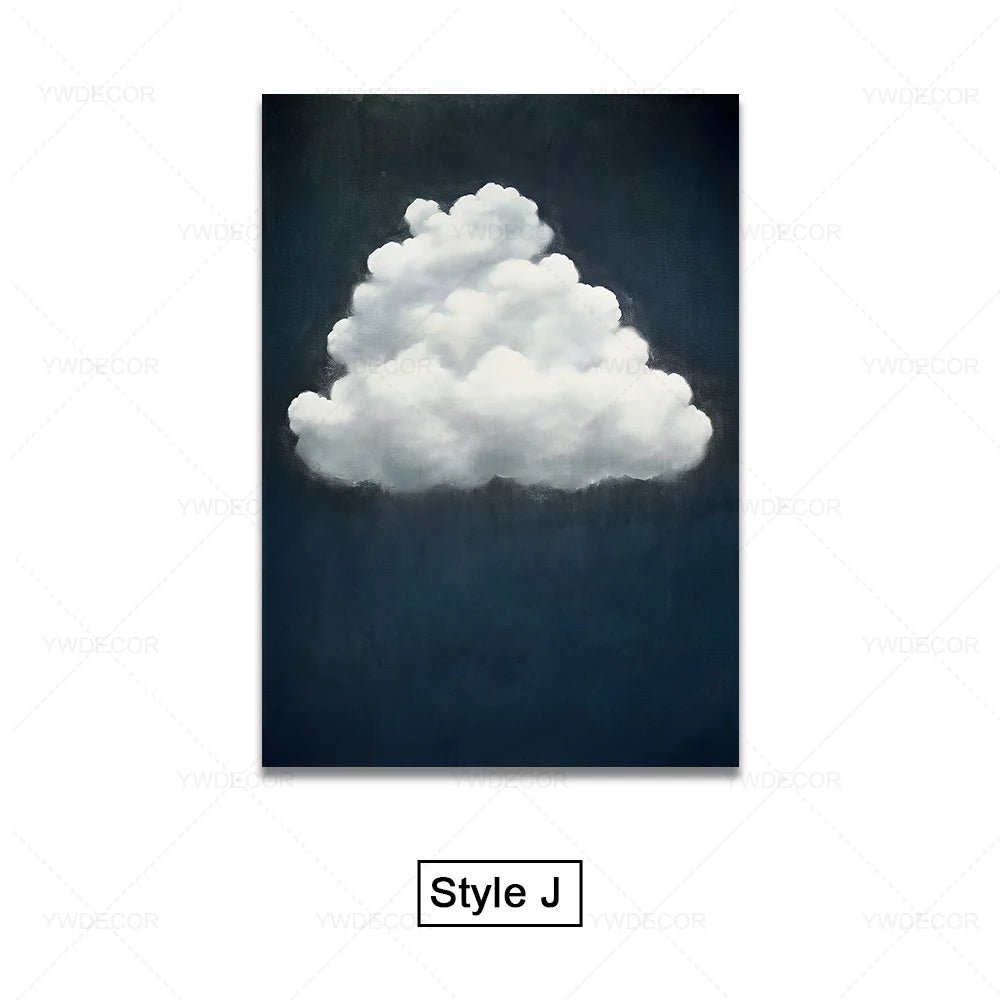 Abstract Blue Cloud Posters Wall Art Canvas