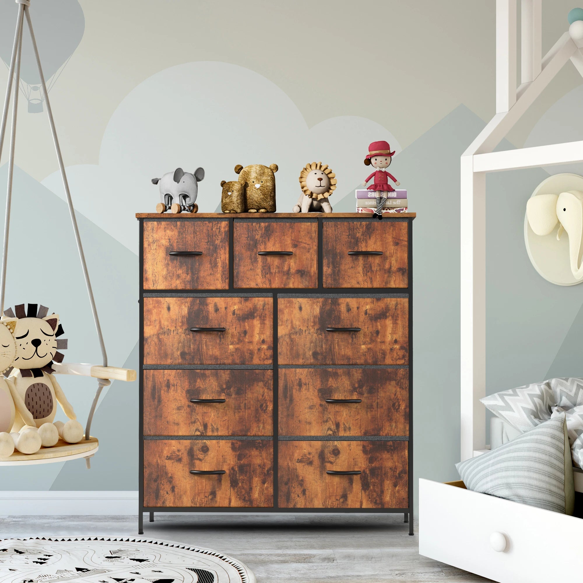 Dresser For Bedroom With 9 Fabric Storage Drawer