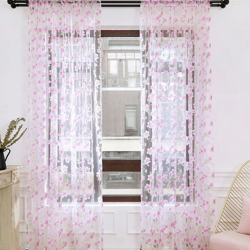 Flower Pattern Window floral sheer Curtain