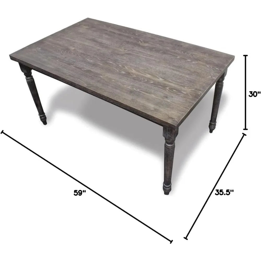 Grey Wood and Veneer Distressed Dining Table