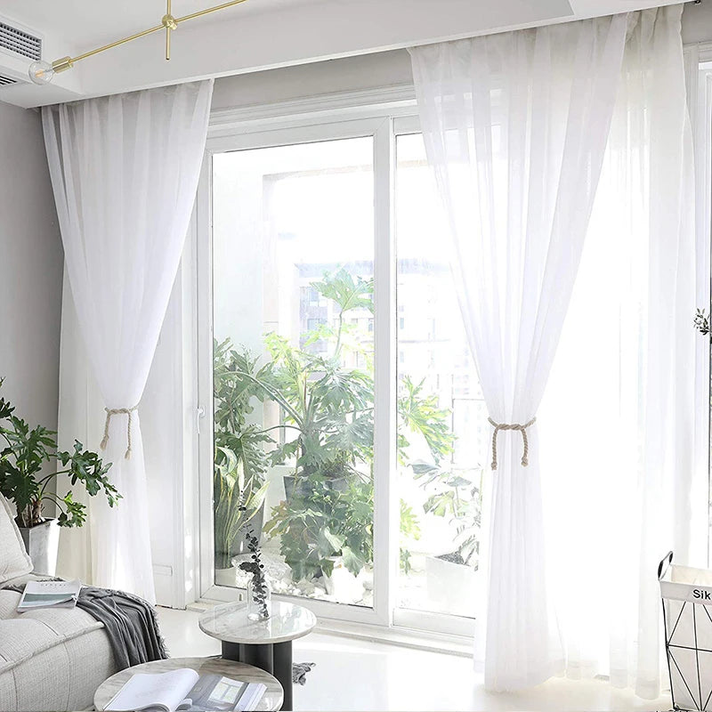 White Tulle Curtains Home Living Room Sheer Window