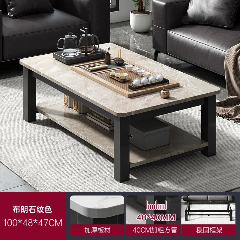 Low Square Black Marble Mobile Coffee Table