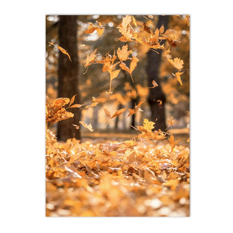 Autumn Landscape Pumpkin Leaves Squirrel Deer Wall Art Canvas