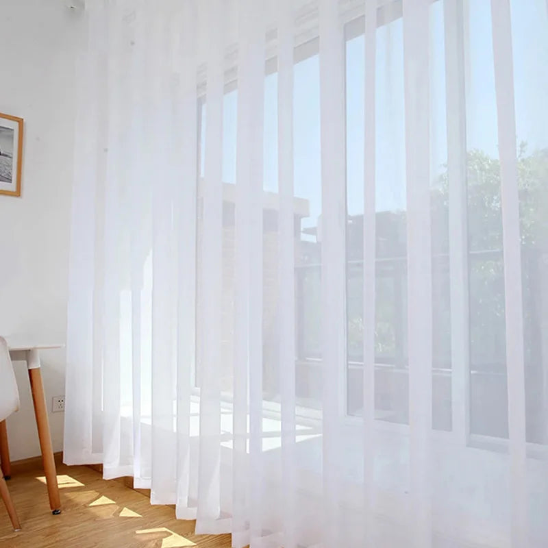 White Tulle Curtains Home Living Room Sheer Window