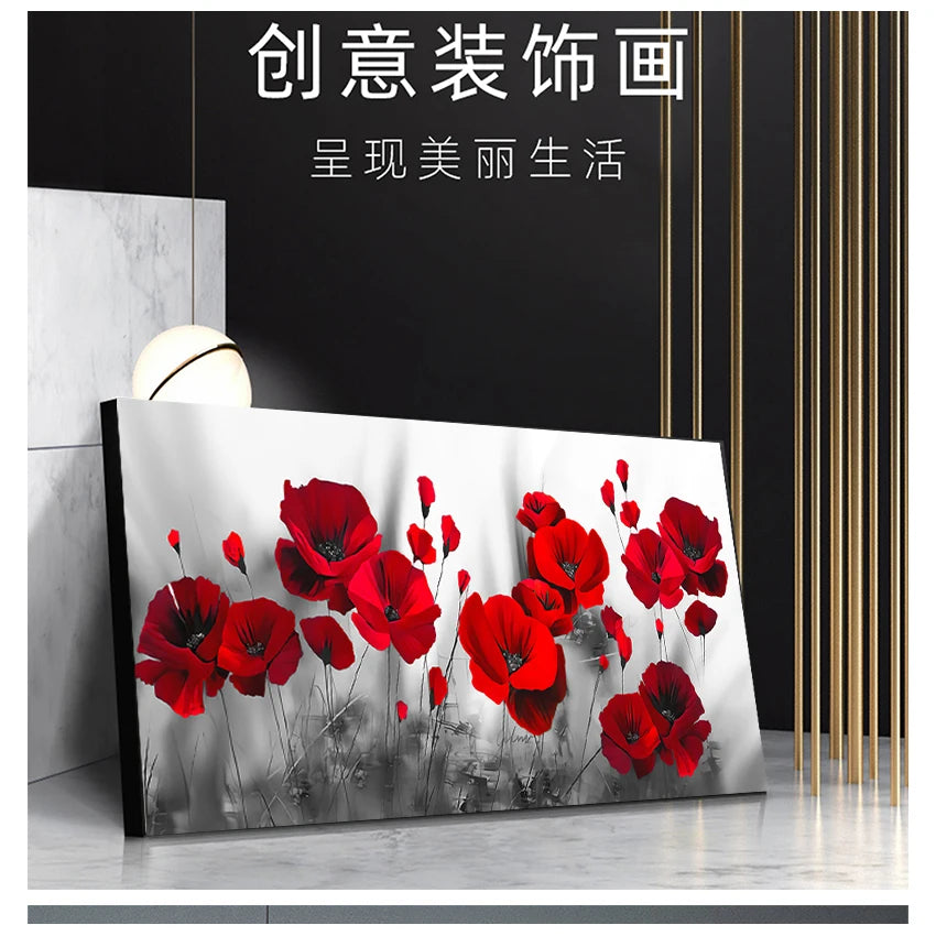 Art Canvas Painting Red Poppy Flower Picture on the Wall