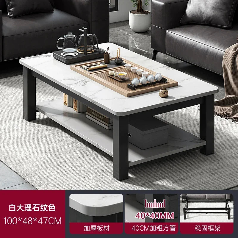 Low Square Black Marble Mobile Coffee Table