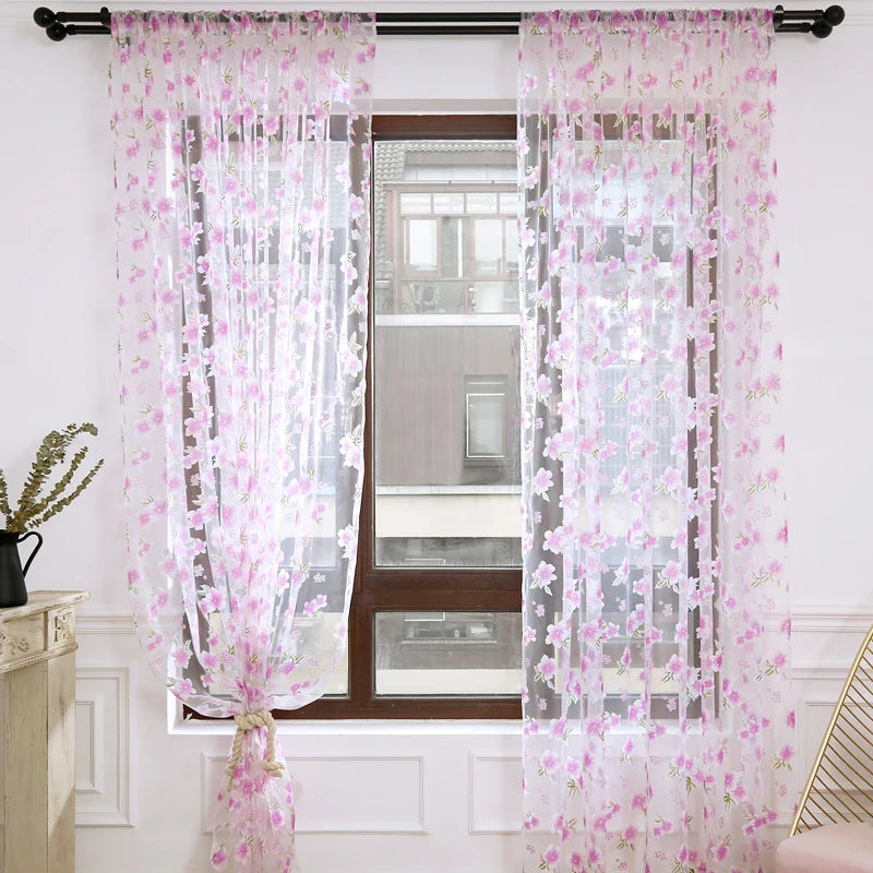 Flower Pattern Window floral sheer Curtain