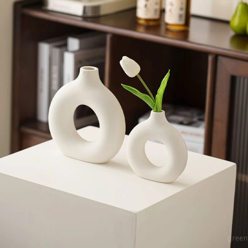 Imitation Ceramic Pure White  Decorative Vase