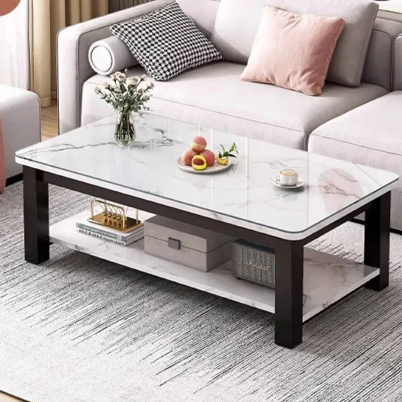 Low Square Black Marble Mobile Coffee Table