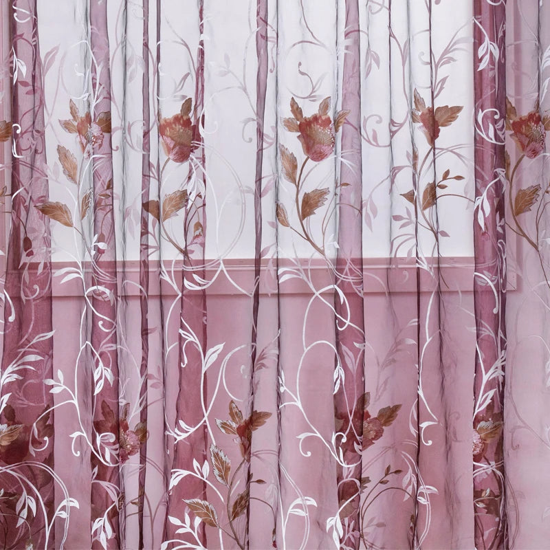 Flower Pattern Window floral sheer Curtain