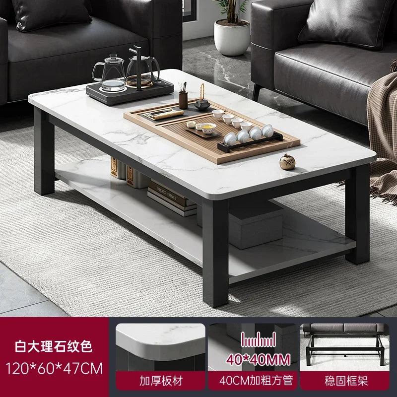 Low Square Black Marble Mobile Coffee Table