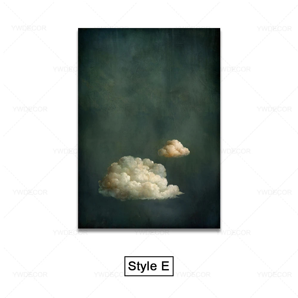 Abstract Blue Cloud Posters Wall Art Canvas