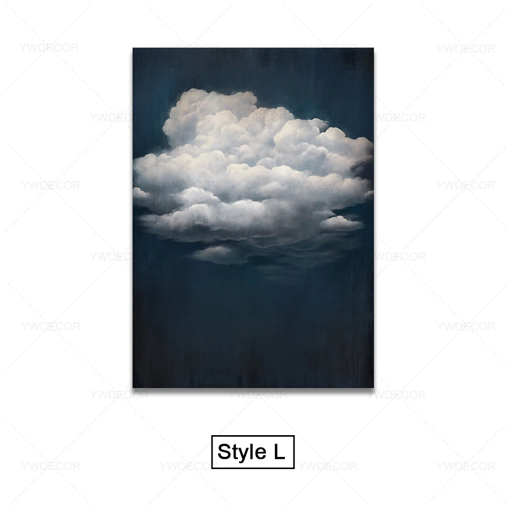 Abstract Blue Cloud Posters Wall Art Canvas