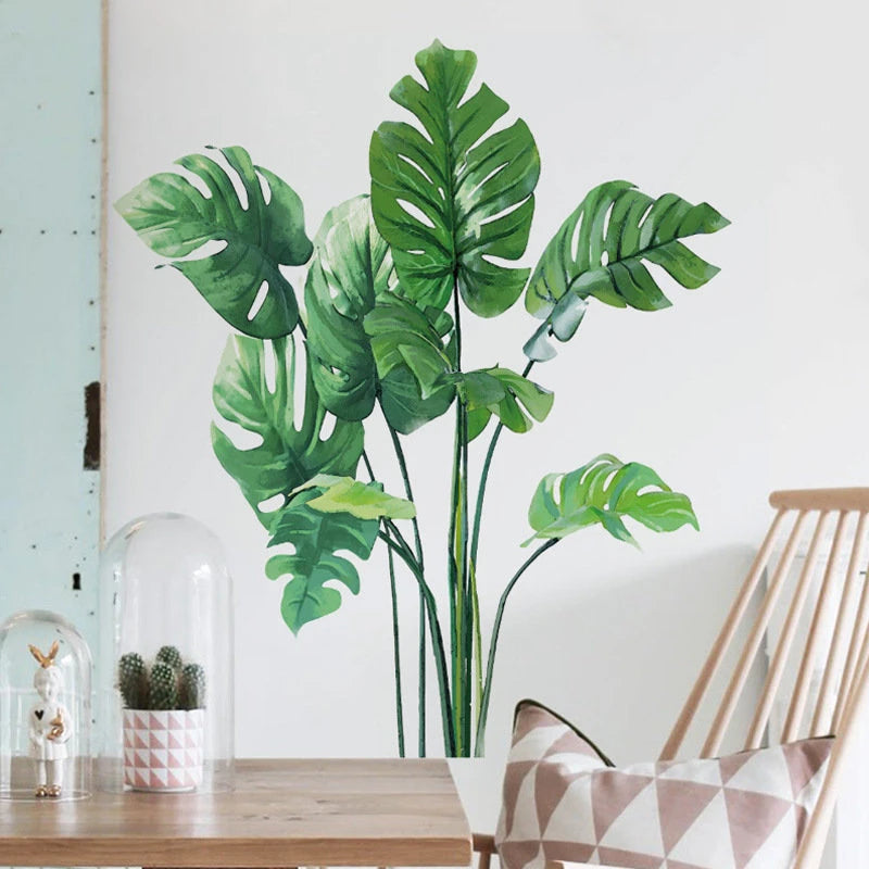 Large Plant Leaves Wall Stickers Home Decoration