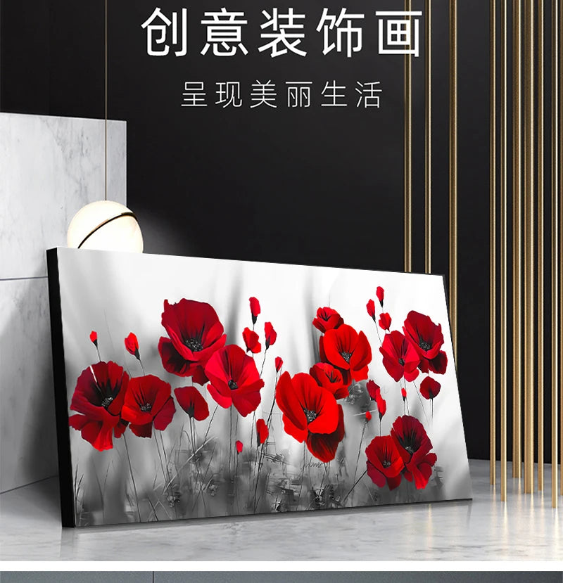 Art Canvas Painting Red Poppy Flower Picture on the Wall