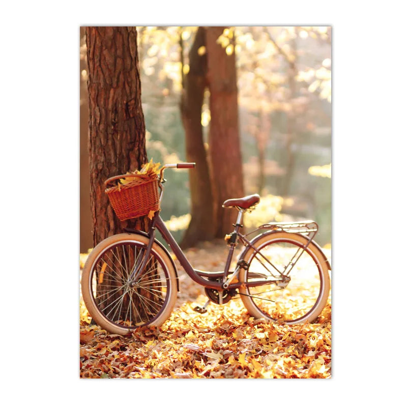 Autumn Landscape Pumpkin Leaves Squirrel Deer Wall Art Canvas