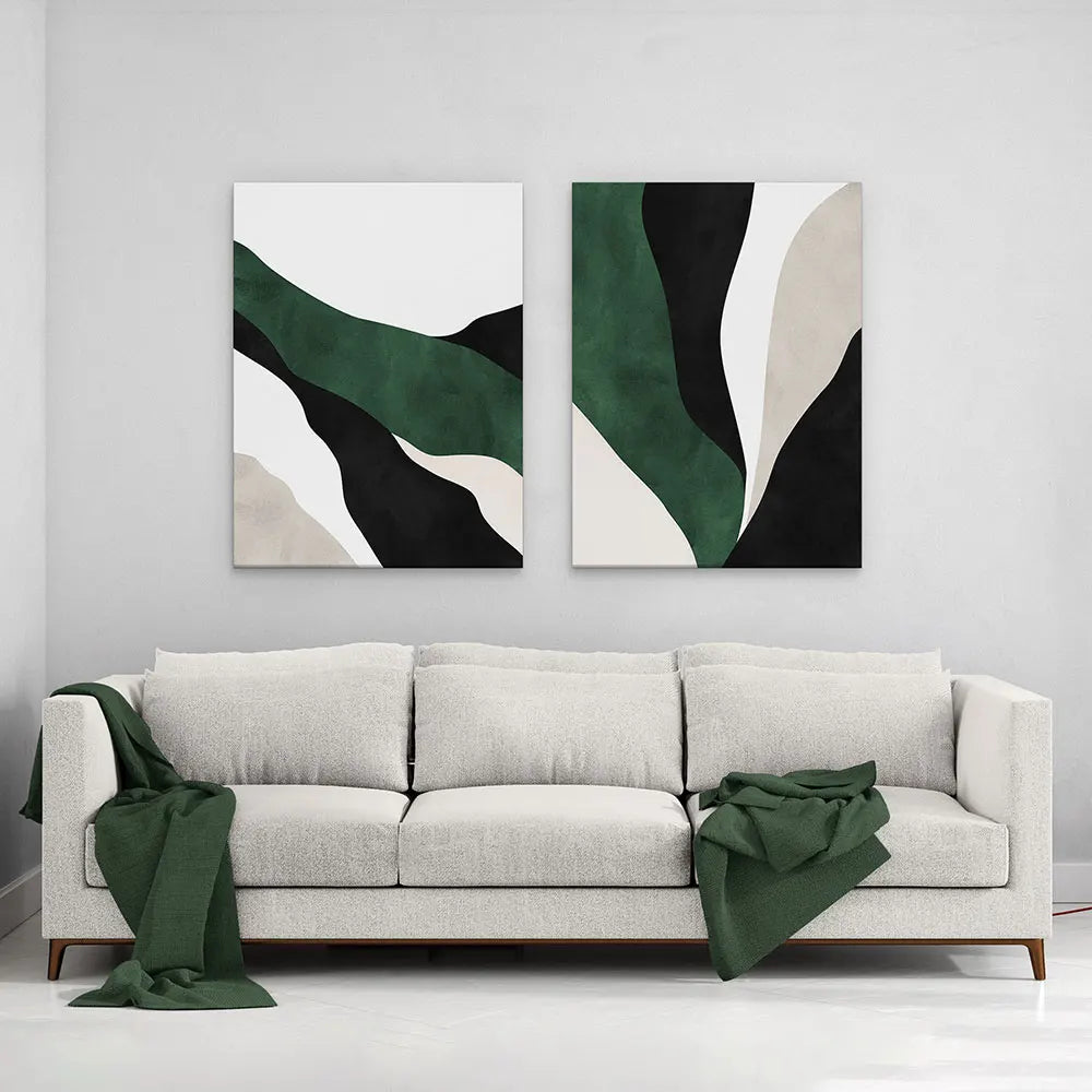 Abstract Print Emerald Jewel Green Canvas Set