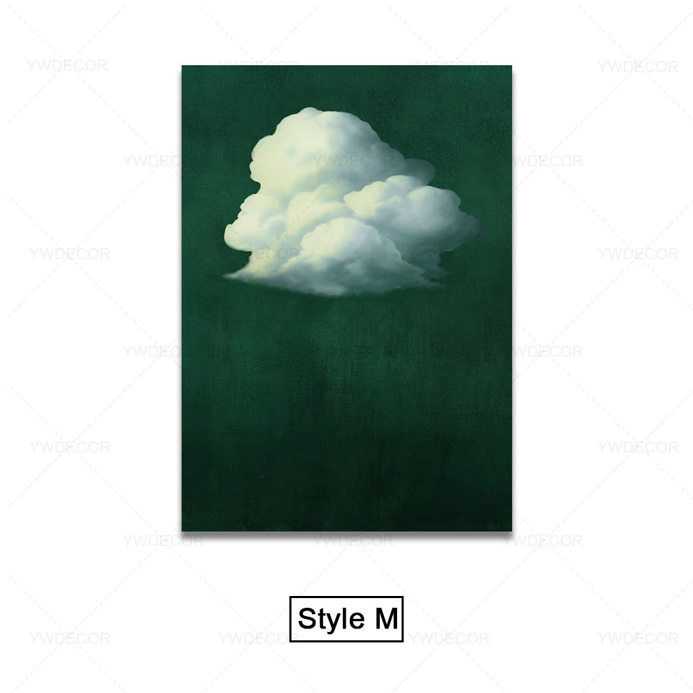 Abstract Blue Cloud Posters Wall Art Canvas