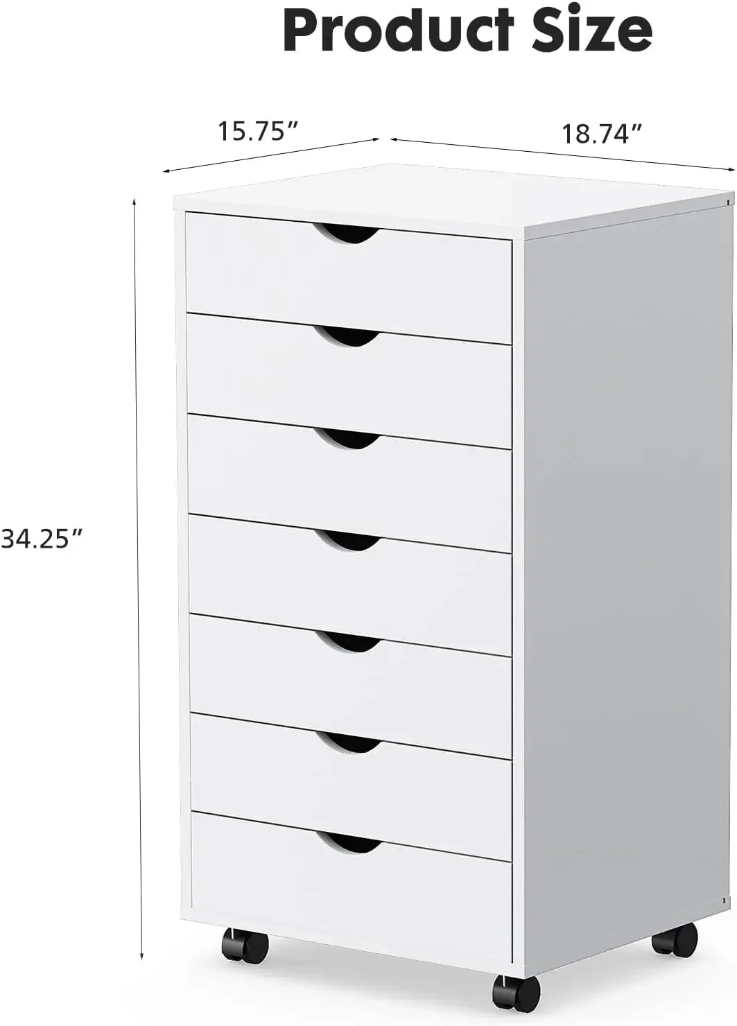 Storage Cabinets Wood Dresser Cabinet with Wheels , White