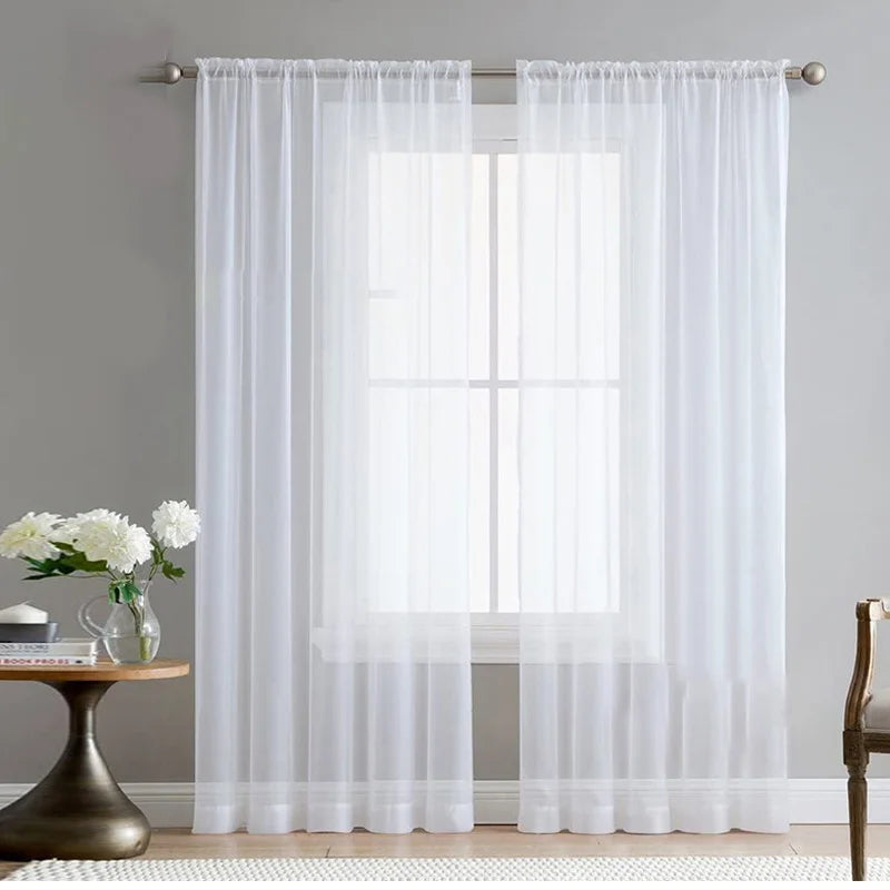 White Tulle Curtains Home Living Room Sheer Window