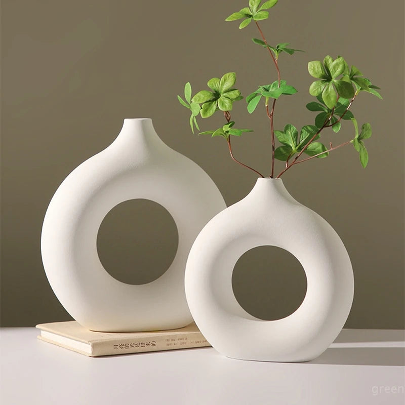 Imitation Ceramic Pure White  Decorative Vase