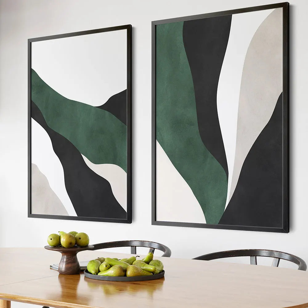 Abstract Print Emerald Jewel Green Canvas Set