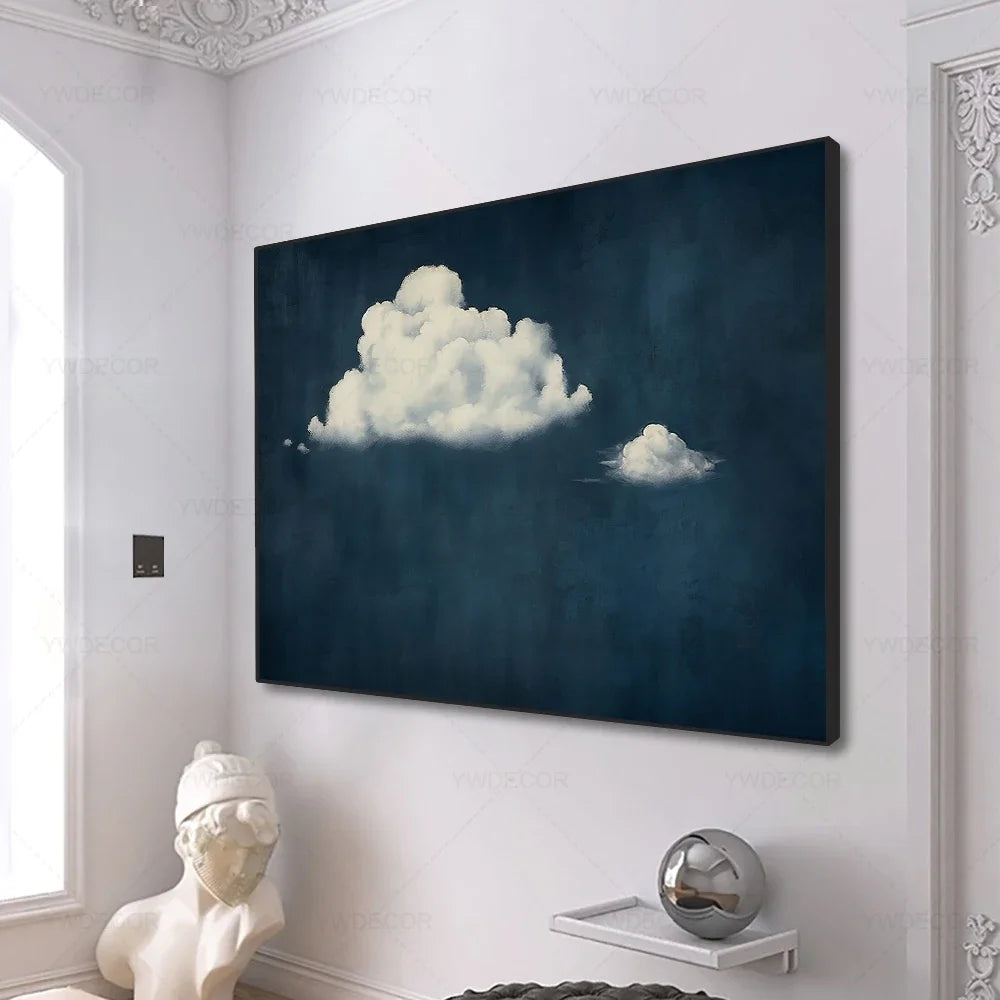 Abstract Blue Cloud Posters Wall Art Canvas