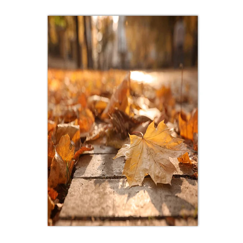 Autumn Landscape Pumpkin Leaves Squirrel Deer Wall Art Canvas